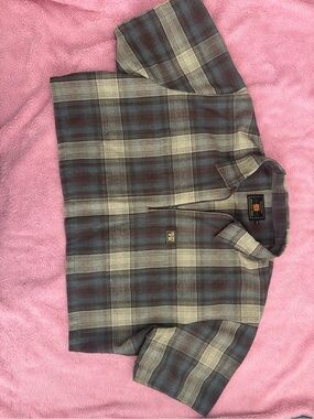 Plaid Crop Top - Blue & Cream Short Sleeve